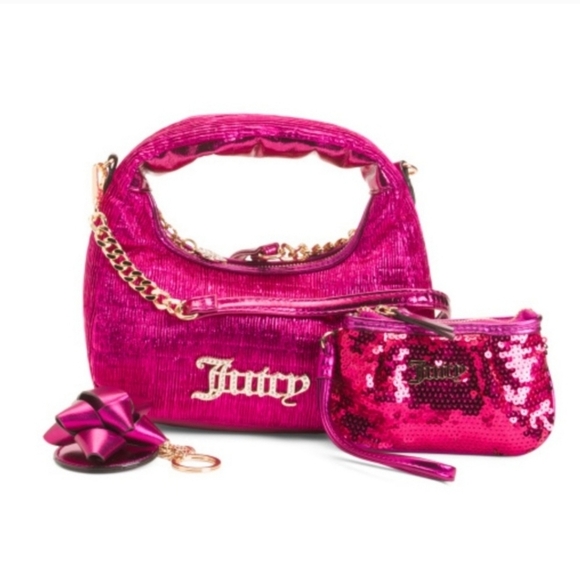 Juicy Couture Handbags - ✨️ Juicy couture viral Pink Metallic Hobo Bag three piece Holiday gift set ✨️